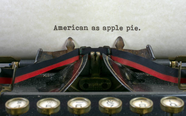 istock Antique typewriter with saying American as apple pie 925494746
