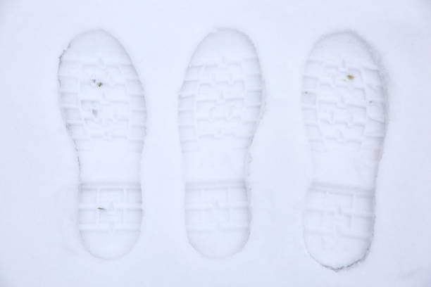 istock Footprints of shoes on fresh snow. 925498298