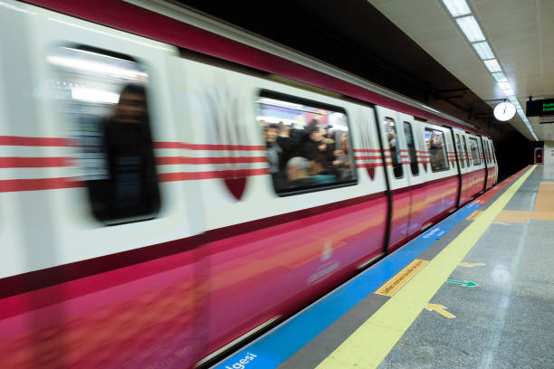 Moving Blurry Subway Train From Istanbul stock photo