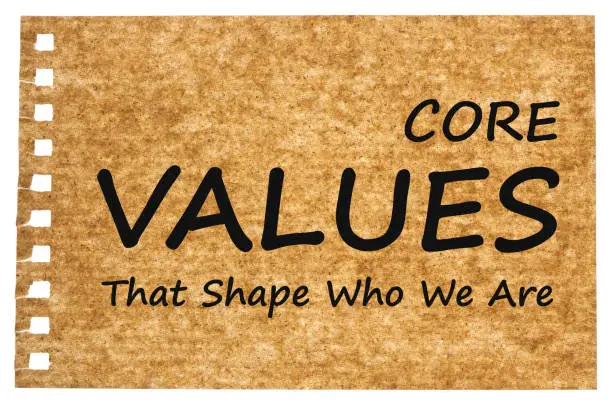 Photo of Core Values written on recycled paper