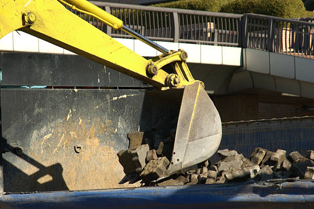 Backhoe in action stock photo