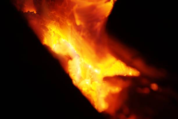 istock Home made fire with beautiful flames in hardwood 925504694