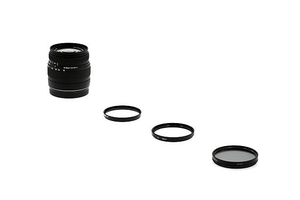 Lens with filters stock photo