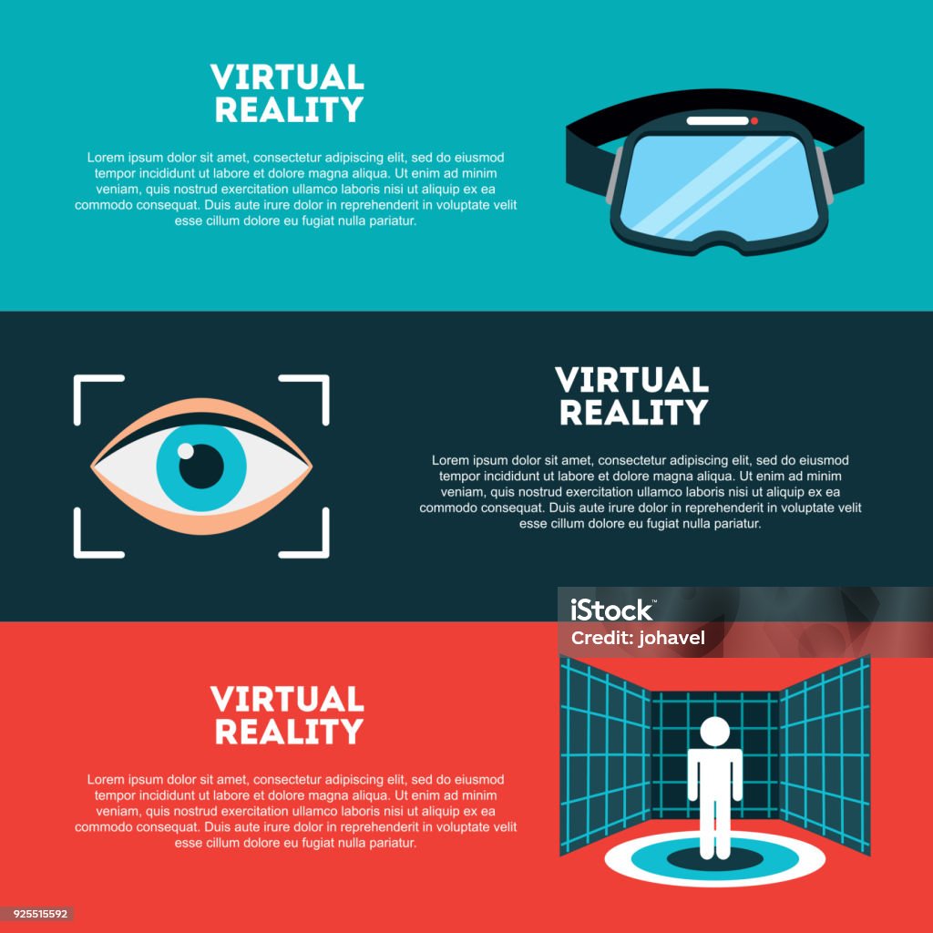 Visual Reality Graphics Virtual Reality Flat Stock Illustration - Download Image Now - Adult ...
