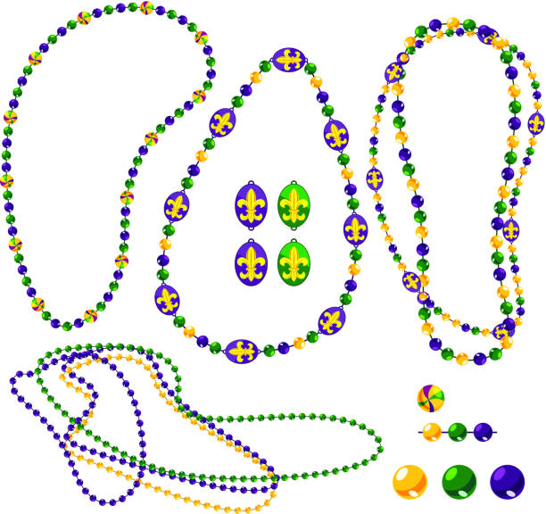 stockillustraties, clipart, cartoons en iconen met mardi gras bead pack - kraal