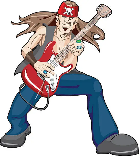 Vector illustration of Electric Guitar Player