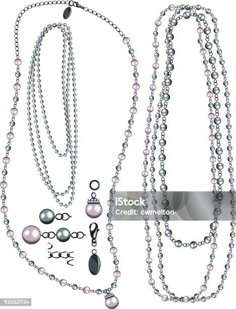 Jewelry Pack Pearls Stock Illustration - Download Image Now - Necklace, Old-fashioned, Silver Colored