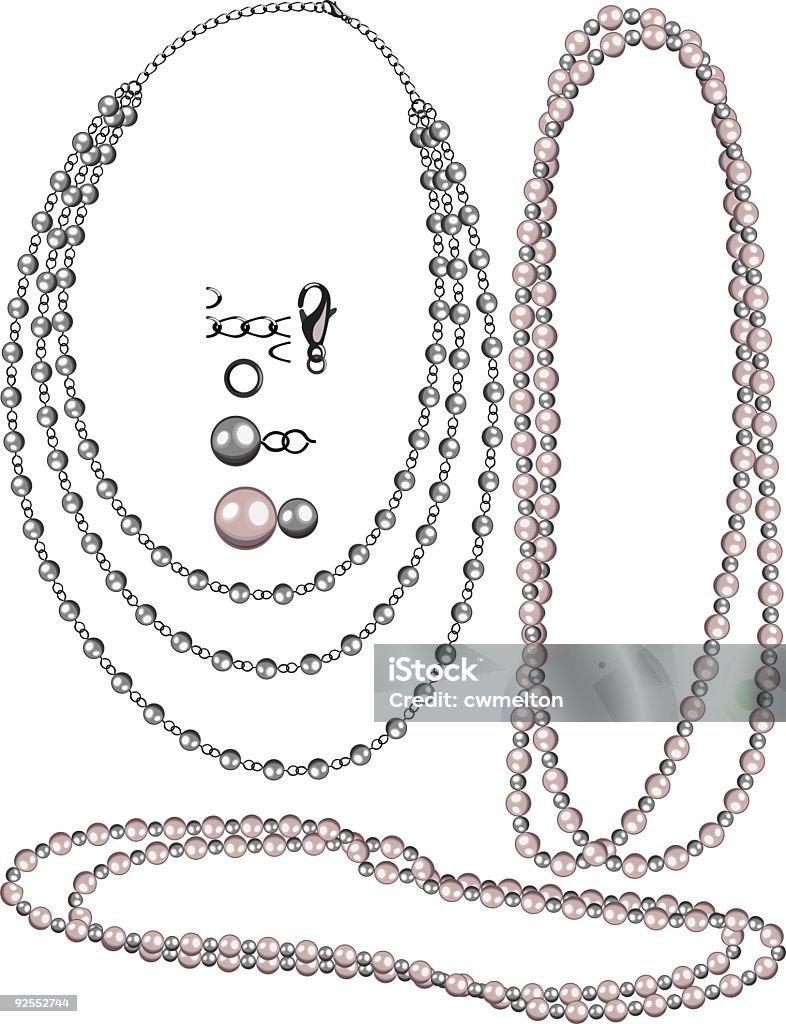 Jewelry Pack-Black Pearl  Necklace stock vector