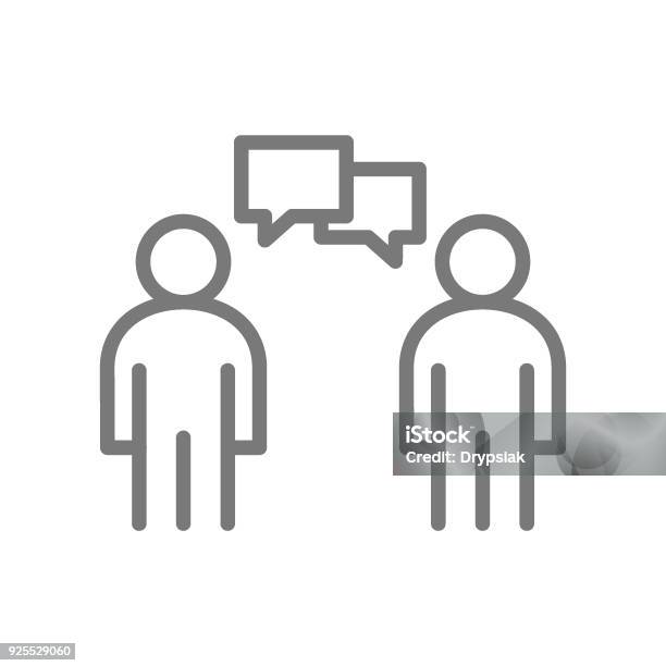 Simple People Talking Line Icon Symbol And Sign Vector Illustration Design Isolated On White Background Stock Illustration - Download Image Now