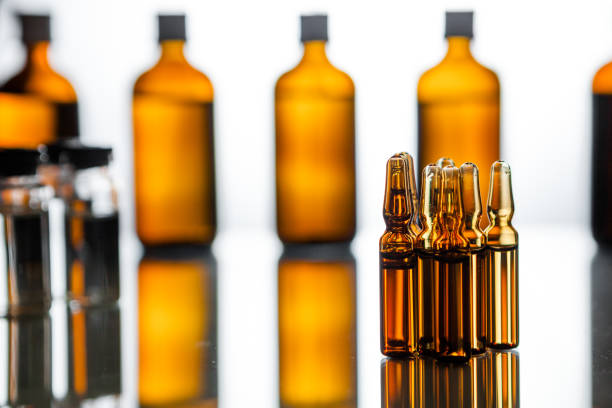 istock Group object of liquid medicinal agent in limpid glassware in medical laboratory 925533628