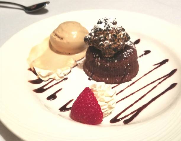 istock Chocolate Flourless Cake and Ice Cream Dessert 925545084
