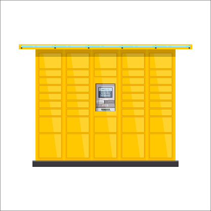 Vector Post Automat Illustration Postomat Branded Selfservice Boxes ...