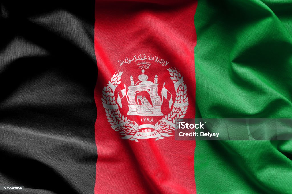Colorful, closeup, wavy flag of Afghanistan Colorful, closeup, wavy fabric flag of Afghanistan fills the frame Afghanistan Stock Photo