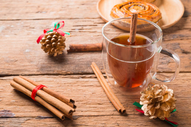 Natural and aromatic cup of tea with cinnamon