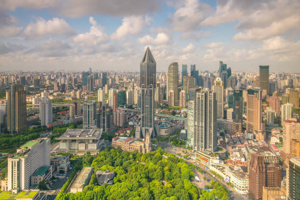 istock Shanghai People's square and park from top view 925554042