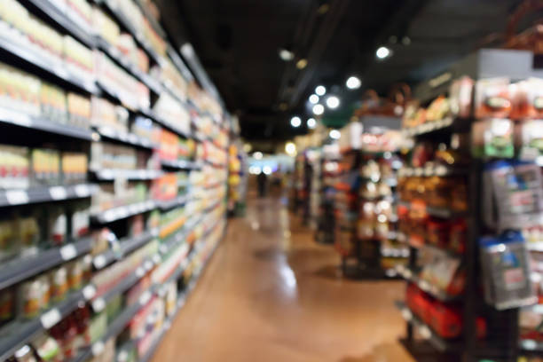 istock Abstract blur supermarket aisle background 925554134