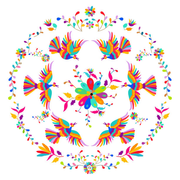istock Vector folk Mexican Otomi Style embroidery Pattern. Folk embroidery ornament. 925554704