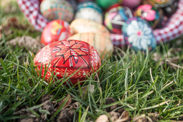 istock decorative easter eggs in outdoor in the grass 925555026