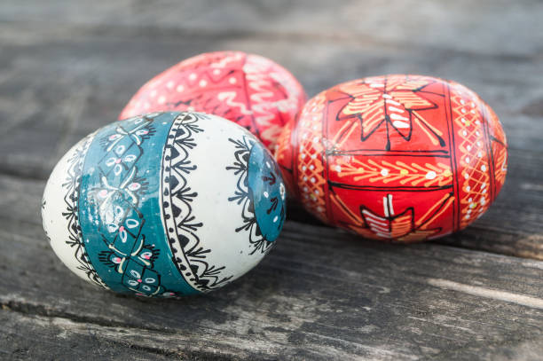 istock decorative easter eggs in outdoor on wooden table 925557662