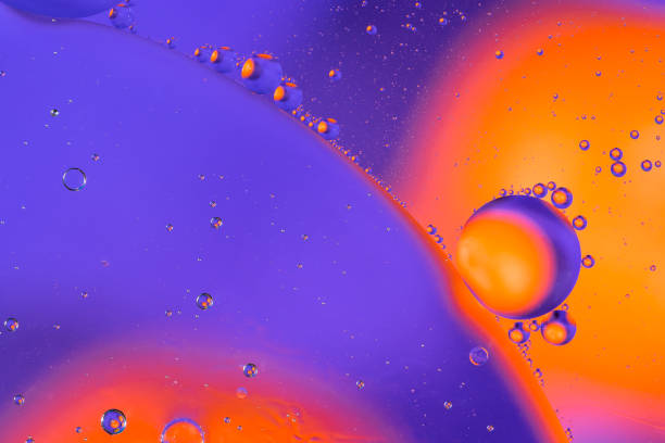 Scientific image of cell membrane. Macro up of liquid substances. Abstract molecule atom sctructure. Water bubbles. Macro shot of air or molecule. Biology, phycics or chymistry abstract background.