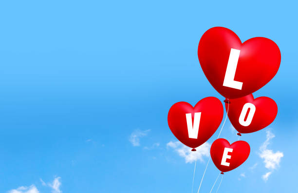 istock heart balloon in sky with over light. 3d illustration 925566344