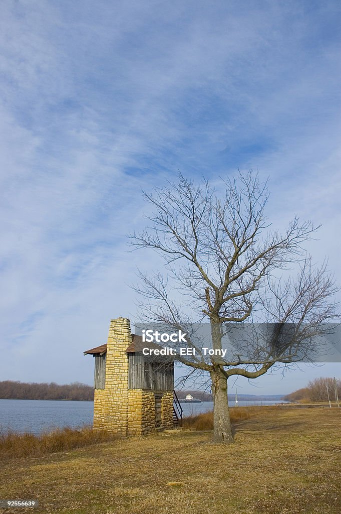 Historische Gebäude entlang der Ufer des Mississippi - Lizenzfrei Balkengerüst Stock-Foto