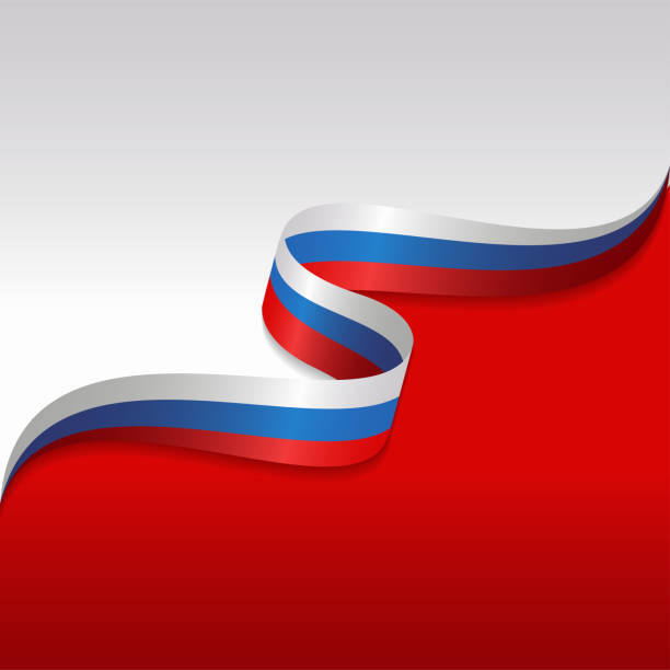 istock Abstract wavy flag of the russia with ribbon style 925569468