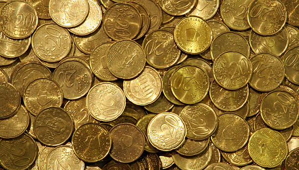 Pile of Euro coins stock photo