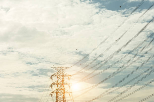 istock Electricity concept. Close up high voltage power lines station. 925574150