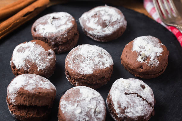 istock Scone chocolate chip with crumb on wood table 925574488
