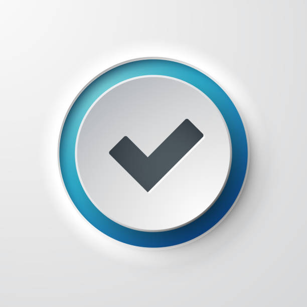 веб значок нажмите кнопку проверить подтвердить - blue button stock illustrations