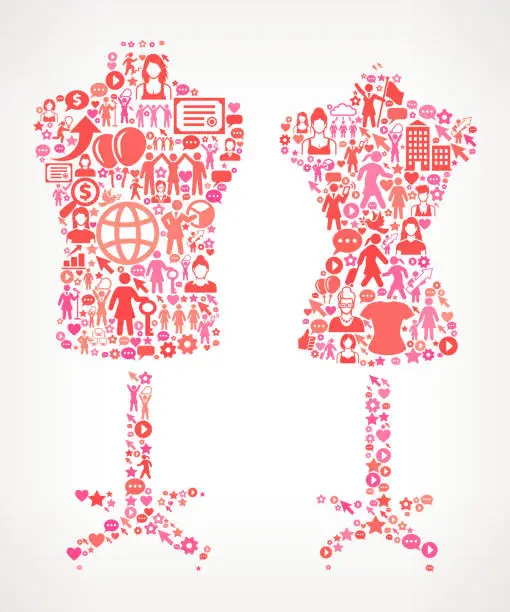 Vector illustration of Mannequin Women's Rights and female empowerment Icon Pattern