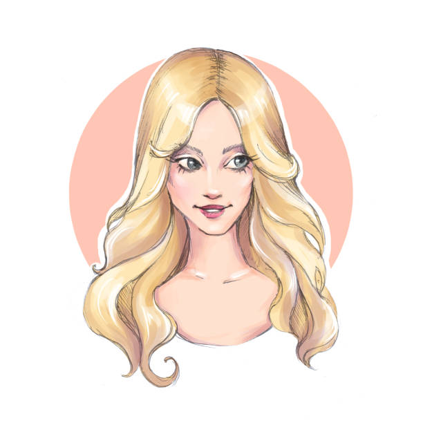 Beautiful Girl With Long Hair Stock Illustration - Download Image Now -  Women, Portrait, Blond Hair - iStock