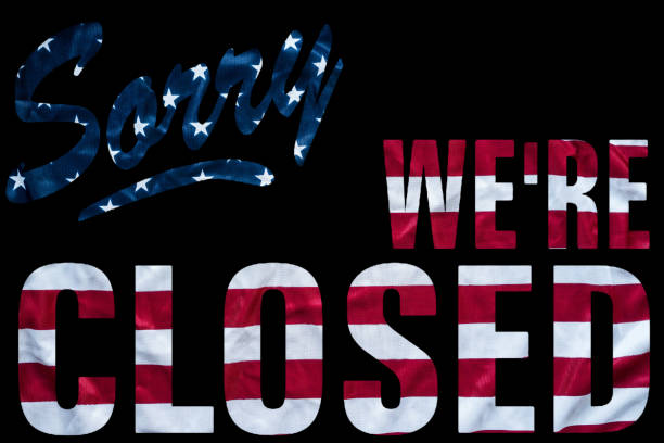 istock Sorry we're closed American flag 925587468