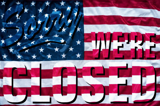 istock Sorry we're closed American flag 925588632