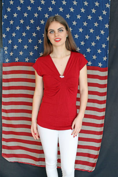istock Patriotic Woman Poses 925589600