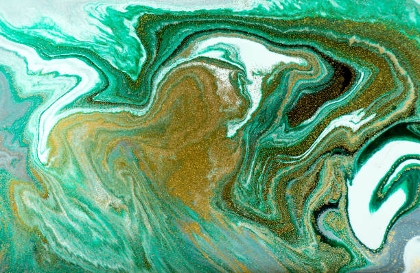 istock Marble abstract acrylic background. Nature green marbling artwork texture. Golden glitter. 925590600