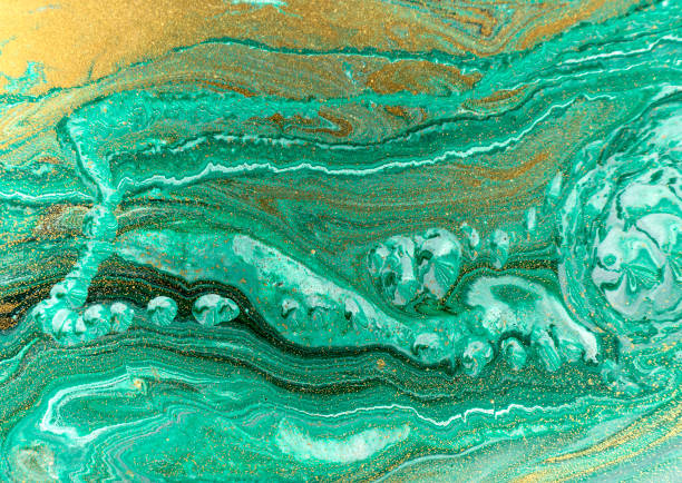 istock Marble abstract acrylic background. Nature green marbling artwork texture. Golden glitter. 925590636