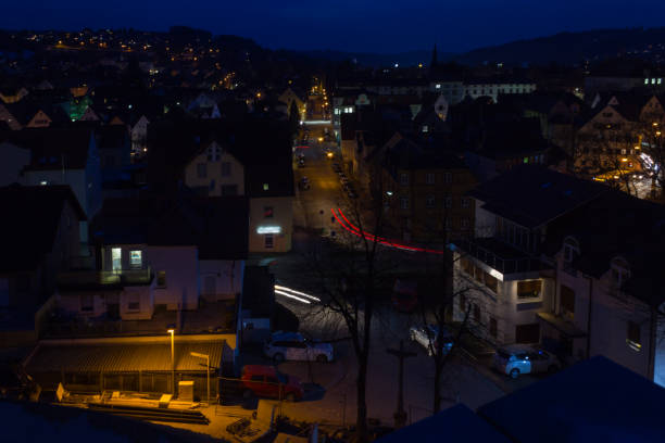 istock schwaebisch gmuend citylights at blue hour with deepblue sky 925591008