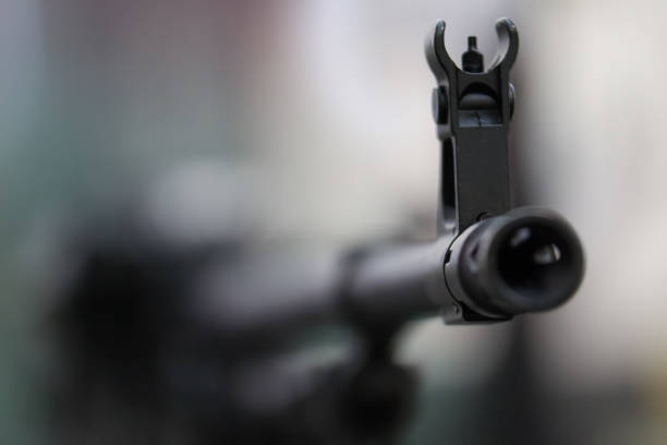istock Barrel of the Machine gun - russian weapon, automatic rifle 925600692