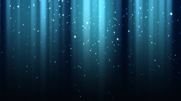 istock Dark blue background with rays of light, sparkles, night shining starry sky 925601158