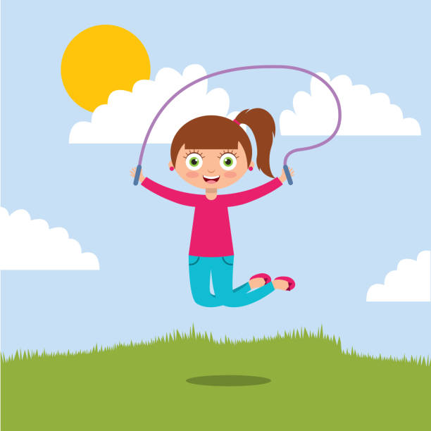 istock cute smiling girl jumping with skipping rope in the park 925605424