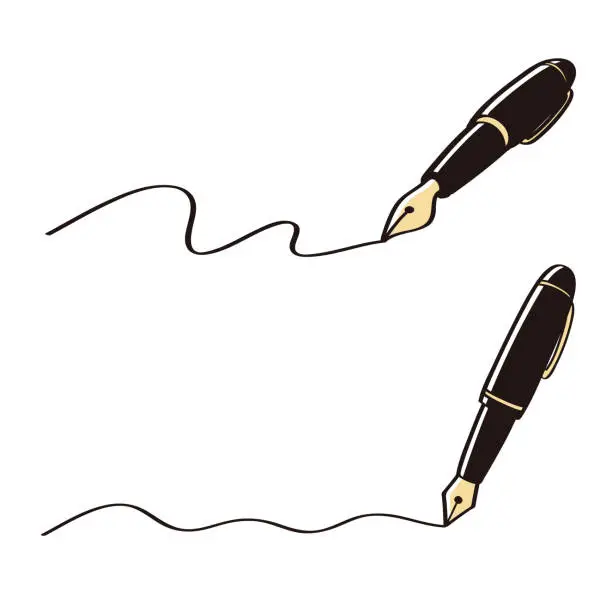 Vector illustration of Hand-drawn fountain pen illustration
