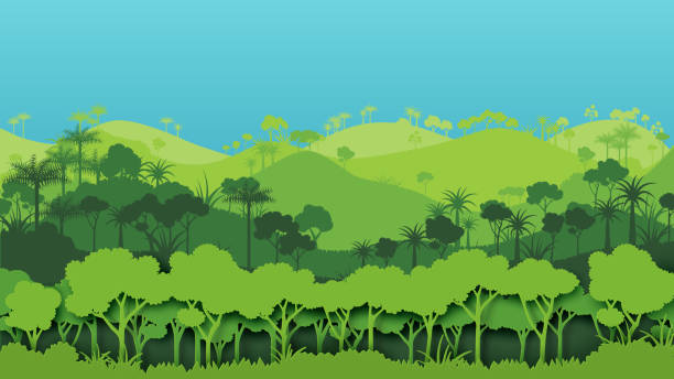 зеленый силуэт лесного пейзажа фон. - silhouette earth globe environmental conservation stock illustrations