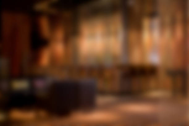 defocused bar restaurant nightclub interior background - bar stools fotos imagens e fotografias de stock