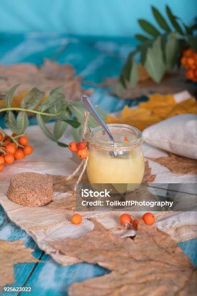 Rowan Berries Honey And Honeycomb On A Sackcloth Stock Photo - Download Image Now - Antioxidant, Bottle, Cancer - Illness