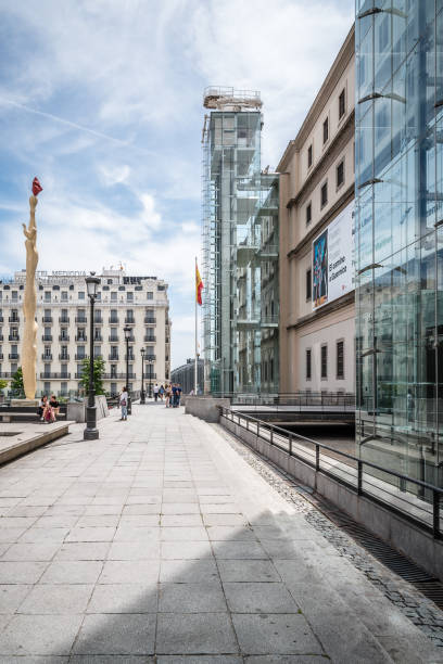 Madrid, Spain - May 15, 2017: Outdoor view of Reina Sofia Museum in Madrid a sunny day