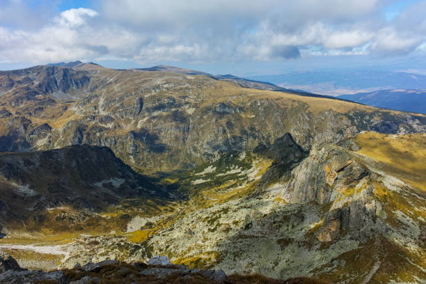 Landscape from Malyovitsa peak, Rila Mountain, Bulgaria stock photo