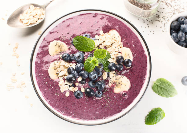 istock Smoothie bowl with fresh blueberries  for healthy  breakfast 925627232
