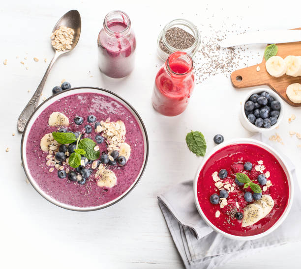 istock Berries smoothies for Healthy Breakfast. Healthy and clean diet concept. 925627404